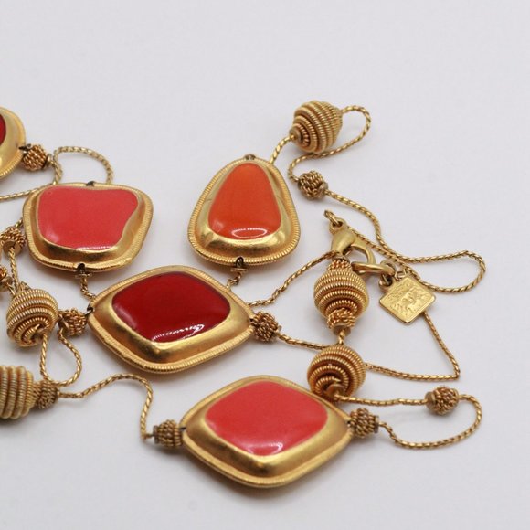 ANNE KLEIN COUTURE POURED GLASS MULTI COLOR NECKLACE - Picture 2 of 10